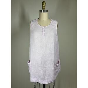 Pure‎ Jill J. Jill Womens Tunic Tank Top Large 100% Linen Lagenlook Gauzy Thin